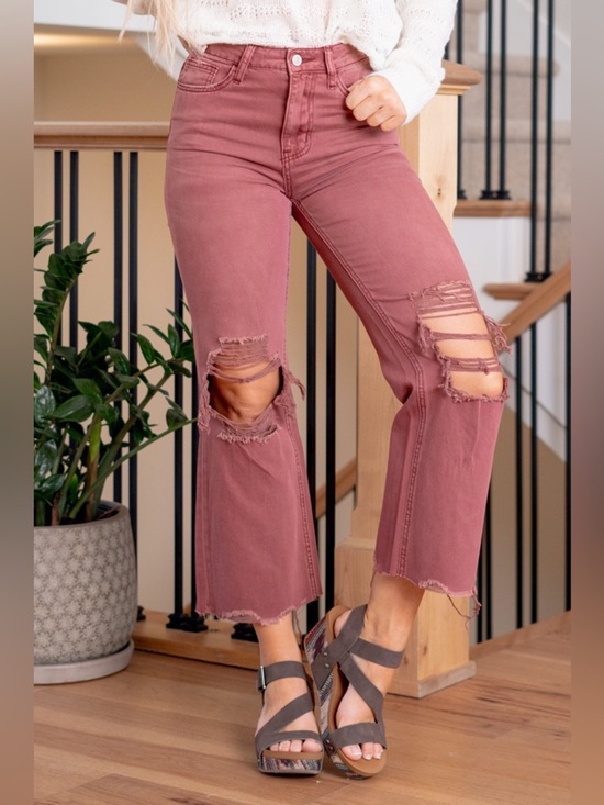 Vervet Denim - VERVET RUSSET BROWN 90S VINTAGE HIGH RISE CROP FLARE SIZE 28
